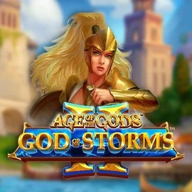 Age Of The Gods: God Of Storms 2 slot logo by Playtech at Spinko Casino